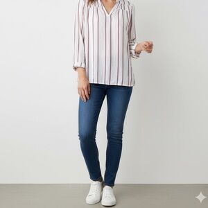 Splendid Red and Cream Striped Top